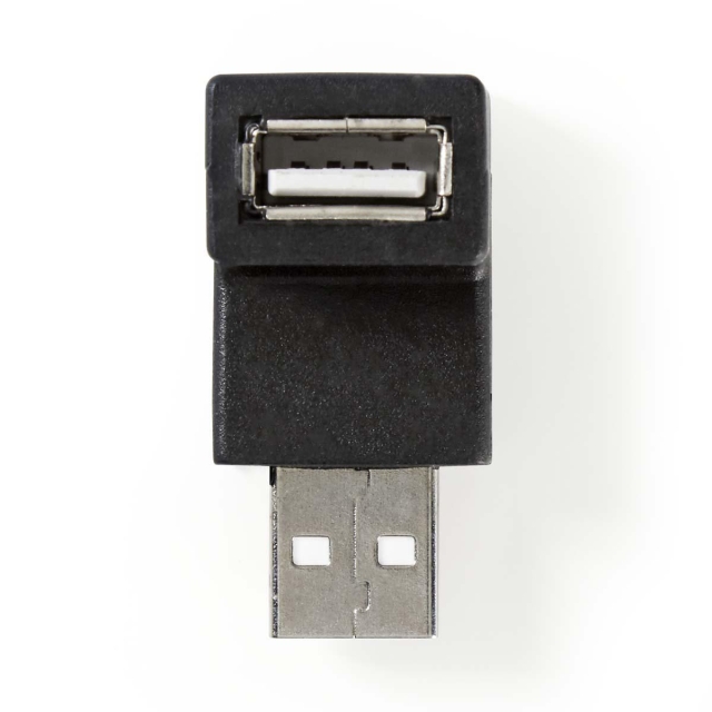 Nedis USB-A Sovitin | USB 2.0 | USB-A Uros | USB-A Naaras | 480 Mbps | Pyöreä | Niklattu | PVC | Musta | Laatikko