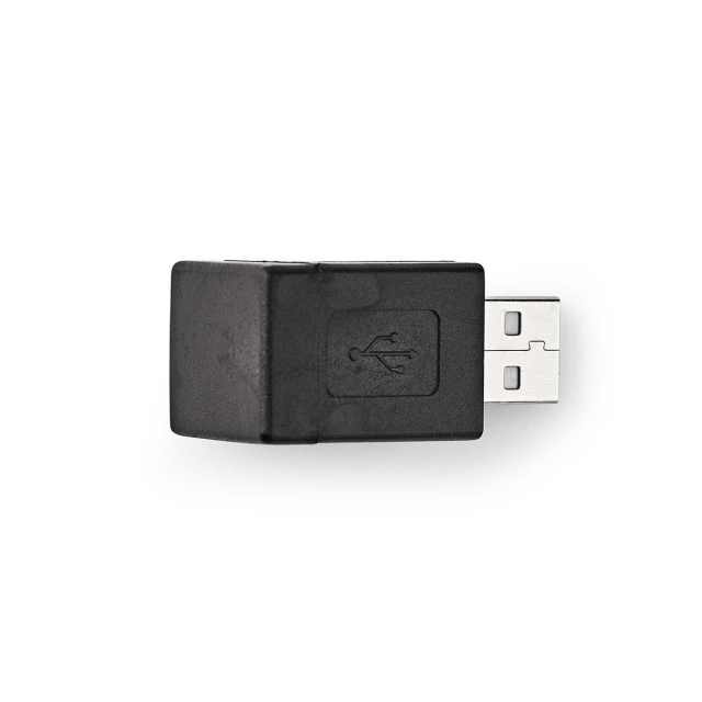 Nedis USB-A Sovitin | USB 2.0 | USB-A Uros | USB-A Naaras | 480 Mbps | Pyöreä | Niklattu | PVC | Musta | Laatikko
