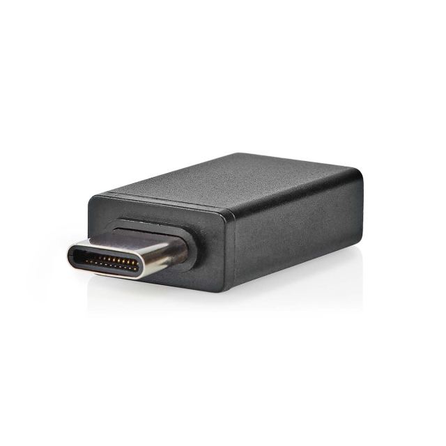 Nedis USB-C™ Sovitin | USB 3.2 Gen 1 | USB-C™ Uros | USB-A Naaras | 5 Gbps | OTG | Pyöreä | Niklattu | Musta | Laatikko