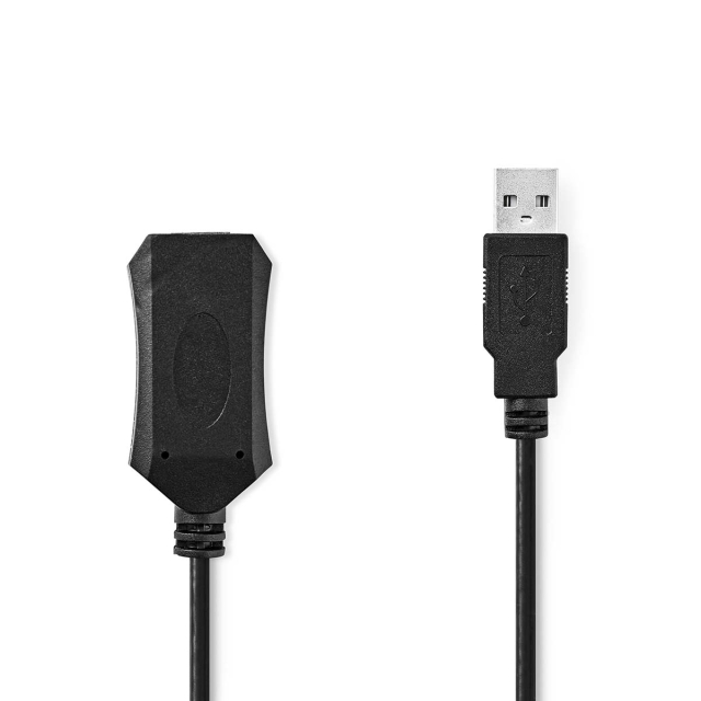 Nedis Aktiivinen USB-kaapeli | USB 2.0 | USB-A Uros | USB-A Naaras | 480 Mbps | 10.0 m | Pyöreä | Niklattu | PVC | Kupari | Label