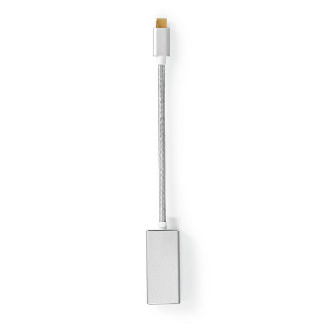 Nedis USB-C™ Sovitin | USB 3.2 Gen 1 | USB-C™ Uros | DisplayPort Naaras | 0.20 m | Pyöreä | Kullattu | Nailon / Punottu | Hopea | Laatikko kannella ja ikkunalla