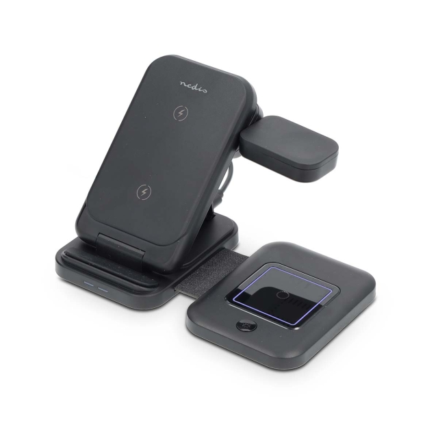 Nedis Langaton laturi | 3-in-1 | 15 W | LED-merkkivalo käytössä | Sisältää kaapelin | USB-A / USB-C™ | 1.00 m