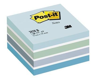 3M Post-it viestilappukuutio sininen pastellivärilajitelma 76 x 76 mm