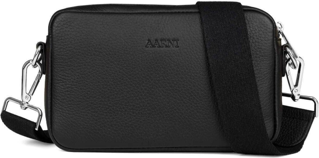 Aarni Crossbody Bag -olkalaukku, musta, hopea vetoketju