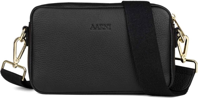 Aarni Crossbody Bag -olkalaukku, musta, kultainen vetoketju