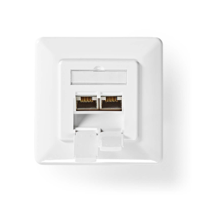 Nedis Verkon seinärasia | Flush Mount | 2-Porttinen port(s) | CAT7 | Suora | Naaras | Kullattu | PVC | Valkea | Laatikko