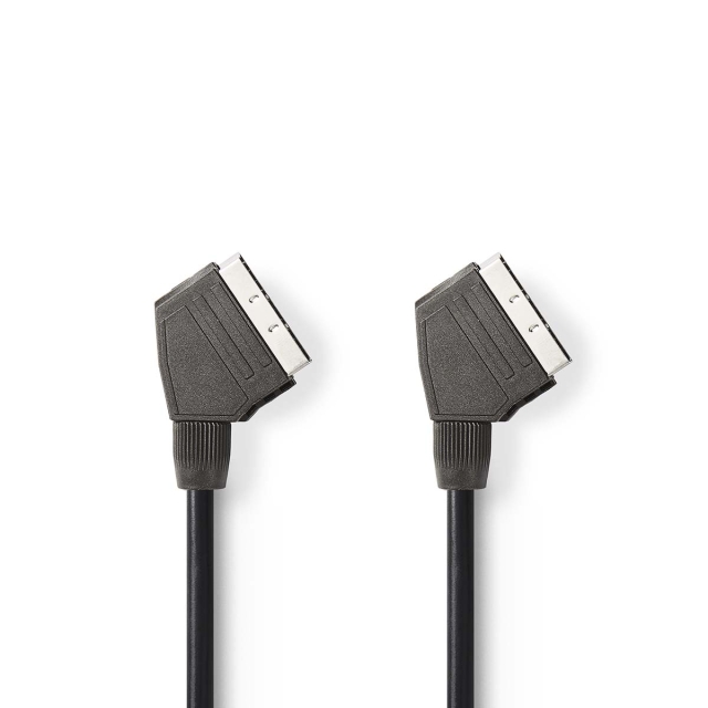 Nedis SCART-kaapeli | SCART Uros | SCART Uros | Niklattu | 480p | 1.50 m | Pyöreä | PVC | Musta | Label