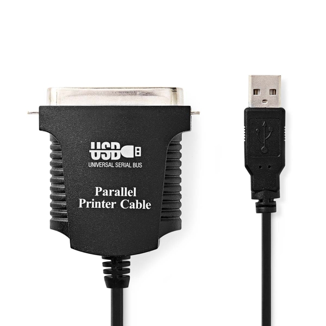 Nedis Rinnakkaiskaapeli | USB-A Uros | Centronics 36-Pin uros | Niklattu | 2.00 m | Pyöreä | PVC | Kirjekuori
