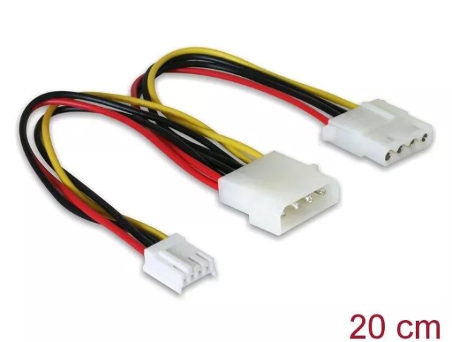DeLOCK Power Cable Molex 4pin male to Molex 4 pin female + 4 pin