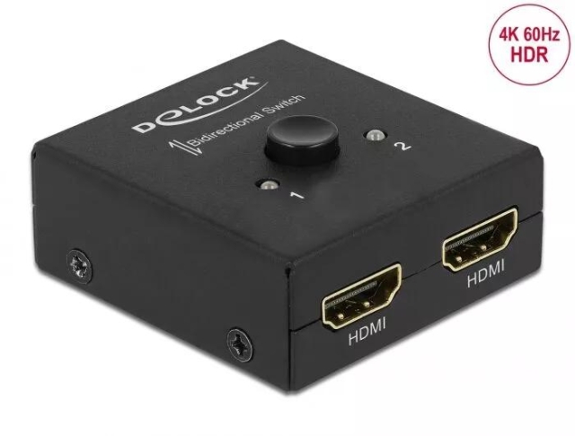 DeLOCK 64072 HDMI 2 - 1-Switch dubbelriktad 4K 60 Hz kompakt, svart