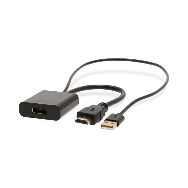 Nedis HDMI™ -sovitin | HDMI™ liitin | DisplayPort uros / USB-A Uros | Kullattu | Suora | PVC | Musta | 1 kpl | Laatikko