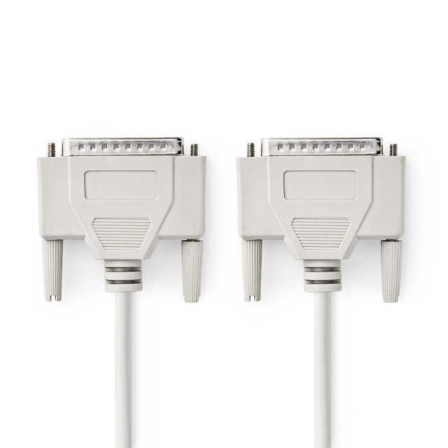 Nedis Sarjakaapeli | D-SUB 25-Pin uros | D-SUB 25-Pin uros | Niklattu | 2.00 m | Pyöreä | PVC | Valkea | Label