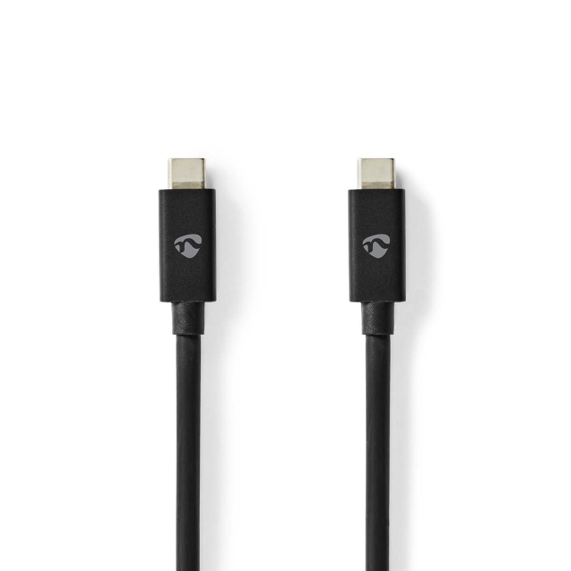 Nedis USB kaapeli | USB 4.0 Gen 2x2 | USB-C™ Uros | USB-C™ Uros | 240 W | 8K@60Hz | 20 Gbps | Niklattu | 2.00 m | Pyöreä | PVC | Musta | Label