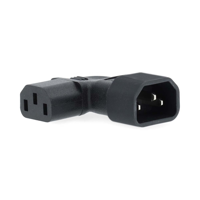 Nedis Laajennus Plug | IEC-320-C13 | IEC-320-C14 | Kulma vasemmalle | Niklattu | PVC | Musta | Laatikko | 1 kpl