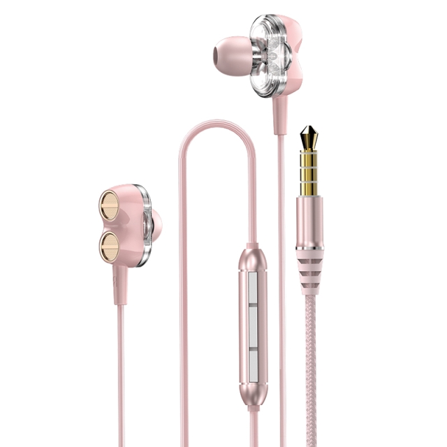 Dudao X15 dual dynamic music headphones 3.5 mm jack 1.2 m pink