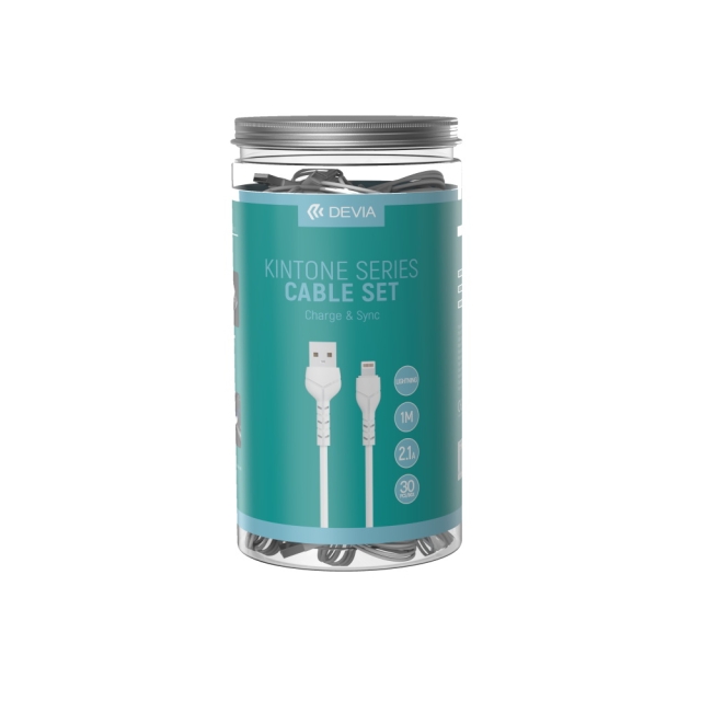 Devia kabel Kintone V2 EC406 USB - Lightning 1,0 m 2,1A vit set 30 st