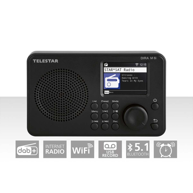 TELESTAR DIRA M 6i Erittäin kompakti monitoimiradio DAB+ / FM / Internet / Bluetooth Musta