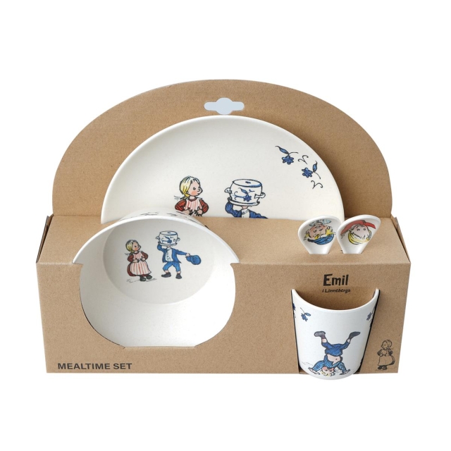 Barbo Toys Emil 100% melamiini 5 kpl paketti (lautanen, kulho, juomalasi, 2 lusikkaa)