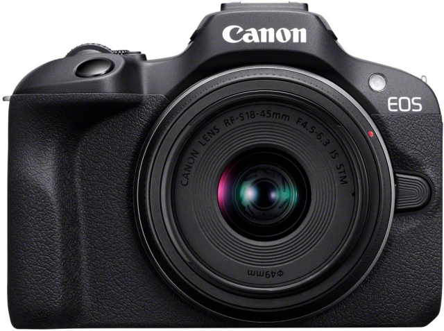 Canon EOS R100 -mikrojärjestelmäkamera + 18-45 mm IS STM -objektiivi