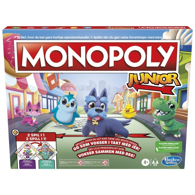 Hasbro Monopoly Junior 2 peliä yhdessä (DK/NO)