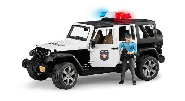 Bruder Jeep Wrangler Unlimited Rubicon poliisiajoneuvo ja poliisi (02526)