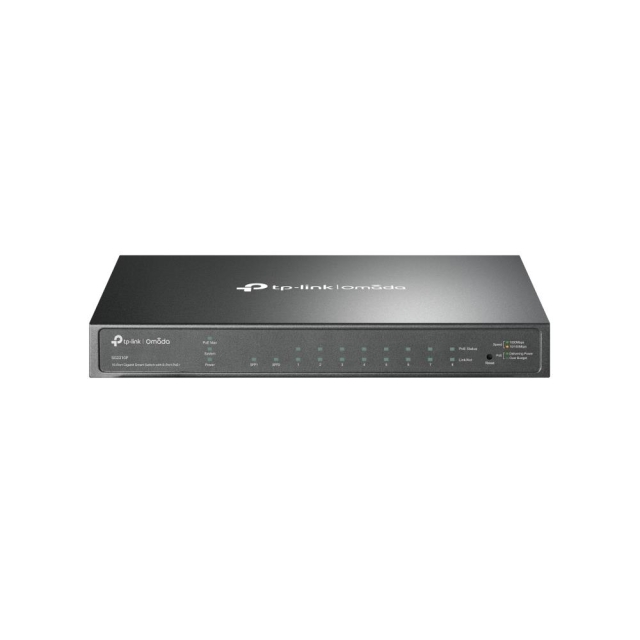 TP-Link 8-porttinen Gigabit Smart PoE -kytkin, jossa on 2 SFP-paikkaa
