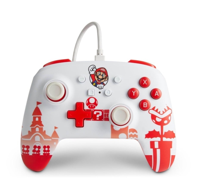PowerA Parannettu langallinen ohjain Nintendo Switchille - Mario Red/White (punainen/valkoinen)