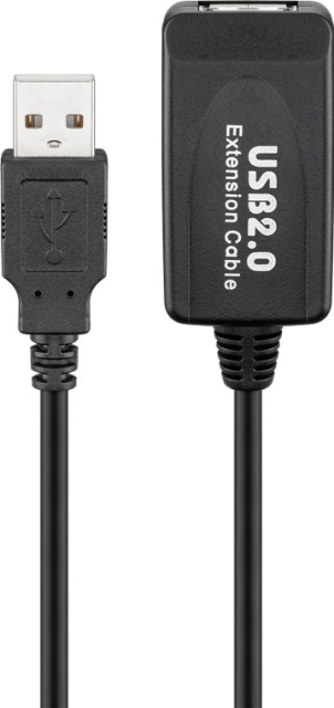 Goobay Aktiv USB-förlängningskabel, 10 m, svart USB 2.0 kontakt (typ A) > USB 2.0-uttag (typ A)