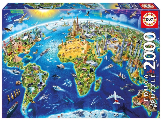 Educa Puzzle 2000 - Maailman maamerkit Globus (017129)