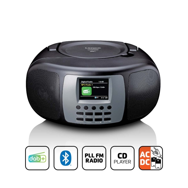 Lenco Kannettava DAB+/FM-radio Bluetooth® CD-soittimella ja suurella LCD-värinäytöllä Musta