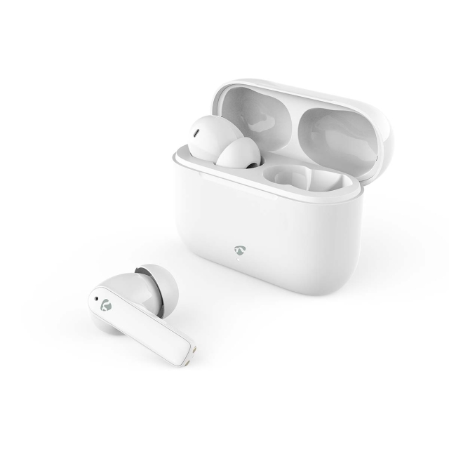 Nedis Täysin langaton Kuulokkeet | ENC (Environmental Noise Cancelling) | Bluetooth® | Akun 1 käyttöaika vakiokäyttö: 1440 min | Kosteusohjaus | Latauskotelo | Langaton latausalusta | Sisäänrakennettu mikrofoni | Tuki ääniohjaukselle | Vastamelutoiminto |