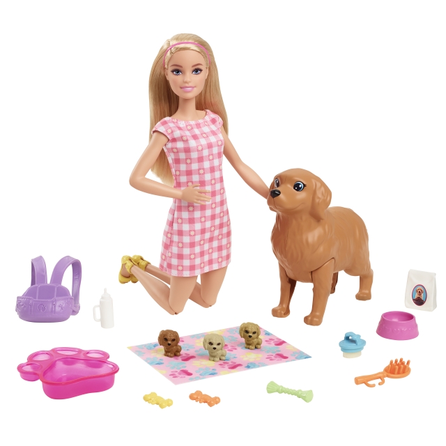 Barbie Nukke ja vastasyntynyt pentu leikkisetti (HCK75)