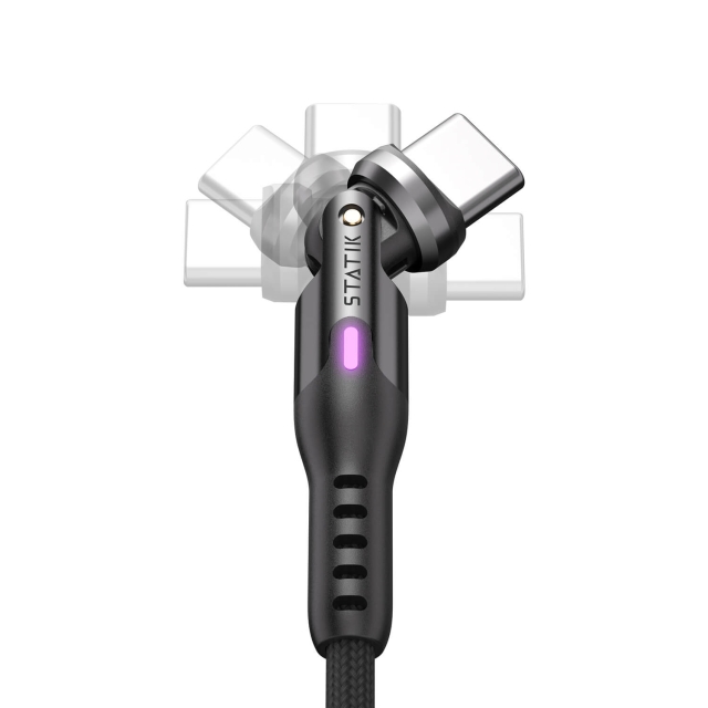 STATIK Kaapeli PowerPivot Pro Nylon Punottu USB-C USB-C:hen Musta 1m