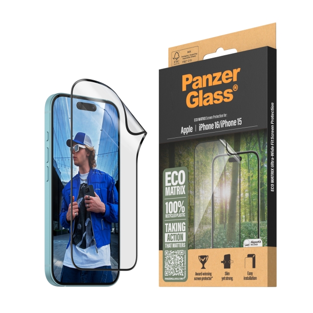 PanzerGlass Näytönsuoja MATRIX - iPhone 16 - erittäin laaja istuvuus