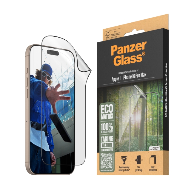 PanzerGlass Näytönsuoja MATRIX - iPhone 16 Pro Max - Ultra Wide Fit - erittäin laaja istuvuus