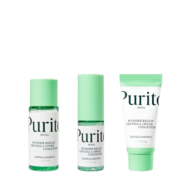 Purito SEOUL Wonder Releaf Centella Mini Kit Tuoksuton pakkaus