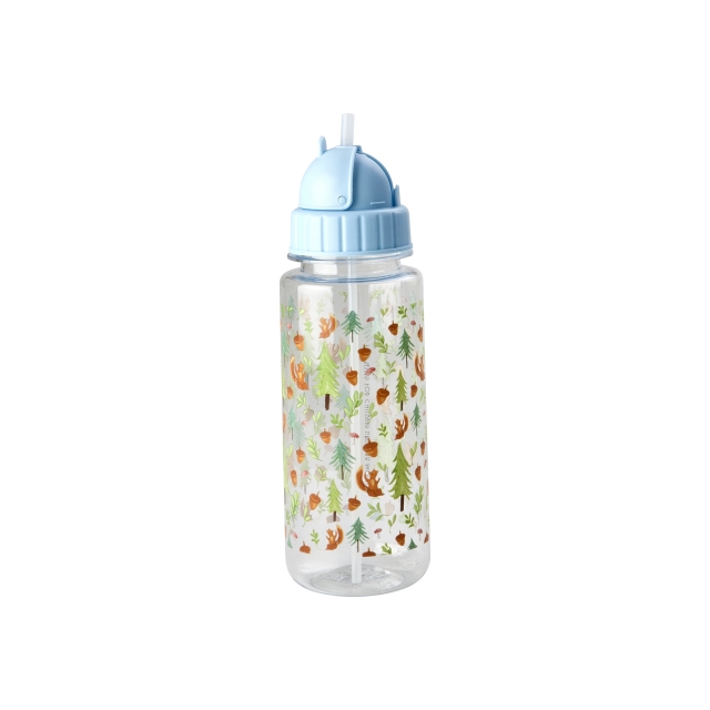 RICE Muovinen lasten juomapullo, jossa on Happy Forest - painatus - sininen - 500 ml