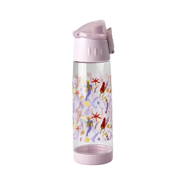 RICE Muovinen lasten juomapullo merenneito painatuksella - Laventeli - 500 ml