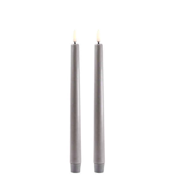 Uyuni LED-kynttilä 2-pack - Harmaa, sileä - 2,3x25 cm (UL-TA-GR02325-2)