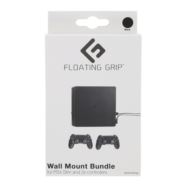 FLOATING GRIP Playstation 4 Slim ja ohjaimen seinäkiinnike - paketti (musta)