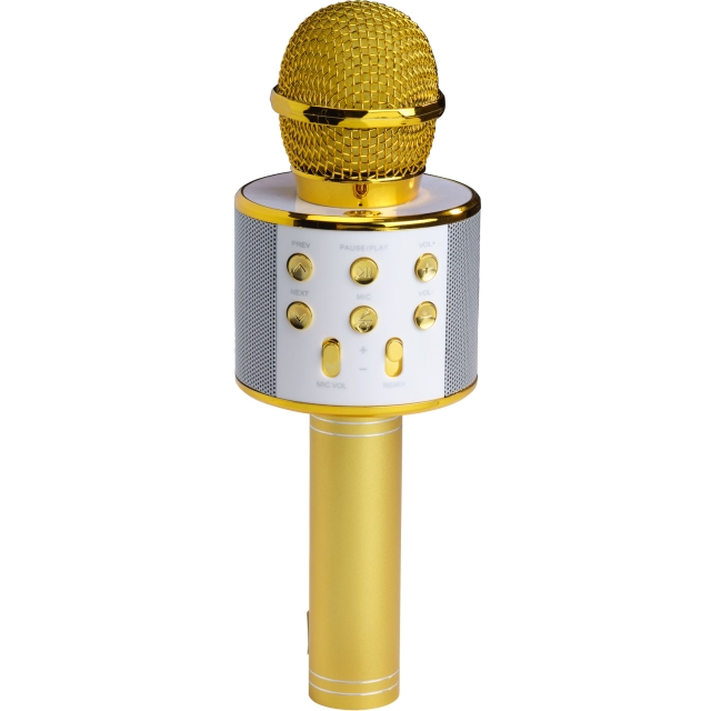 Denver Bluetooth Karaoke Microphone with built-in speaker. Gold colour