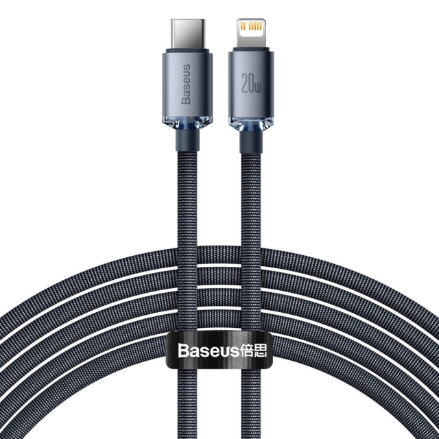 Baseus Crystal Shine USB-C til Lightning kabel 20W 2m Musta