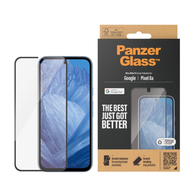 PanzerGlass Screen Protector Pixel 8A Ultra-Wide Fit, Transparent