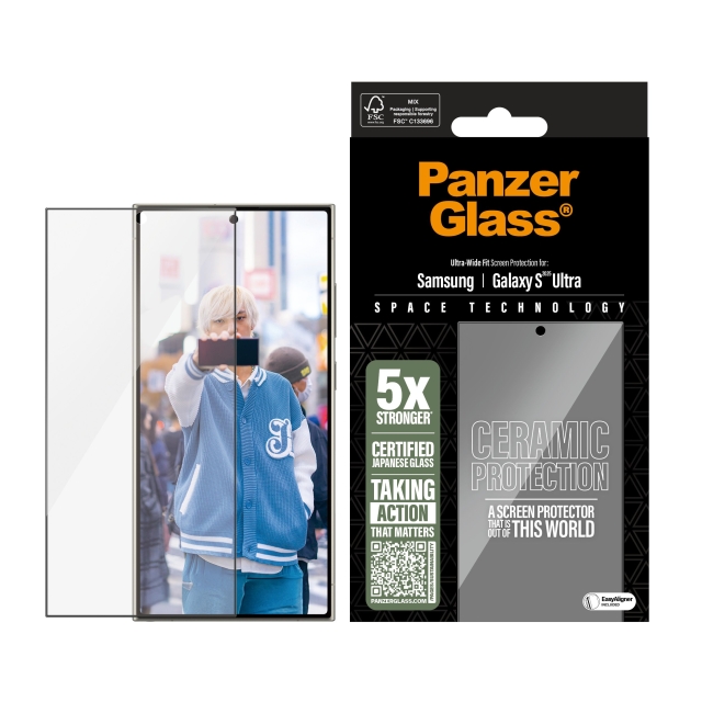 PanzerGlass Keraaminen suojakalvo Samsung Galaxy S25 - Ultra-Wide Fit (erittäin laaja)
