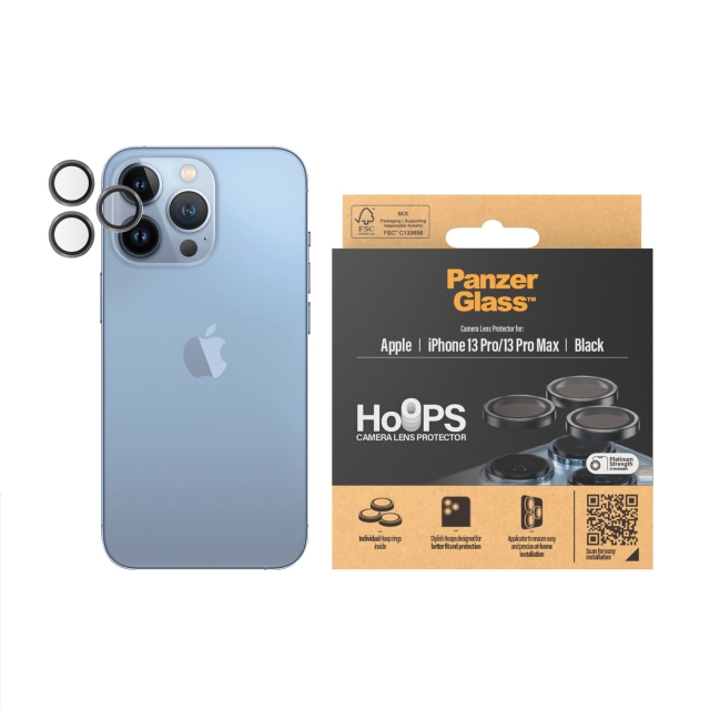 PanzerGlass Hoops-kameran objektiivisuoja iPhone 13 Pro - 13 Pro Max -puhelimelle - musta
