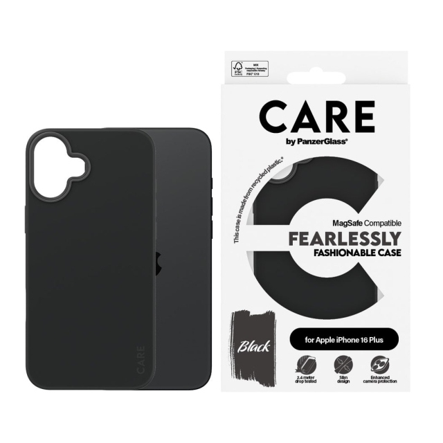 CARE by PanzerGlass - Kotelo - Musta - MagSafe - iPhone 16 Plus
