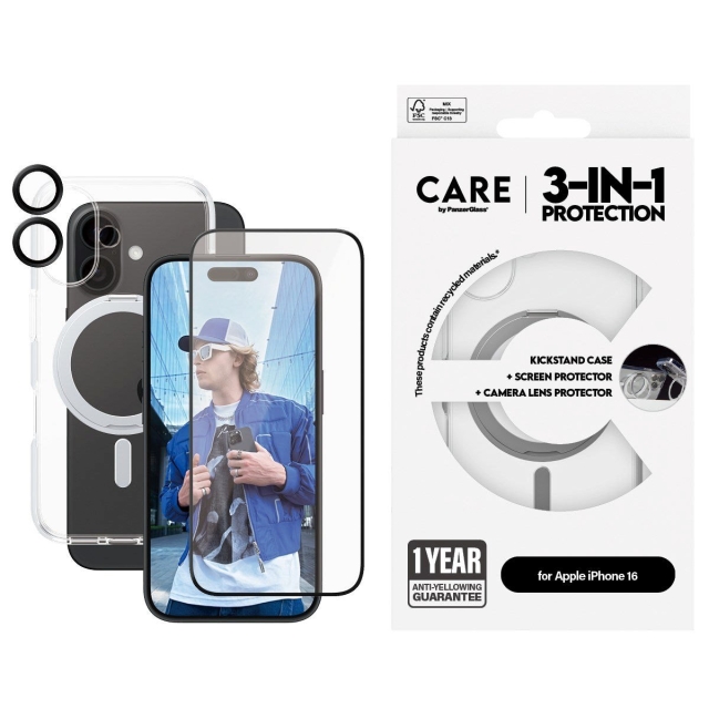 CARE by PanzerGlass - 3-in-1 keraaminen paketti - iPhone 16