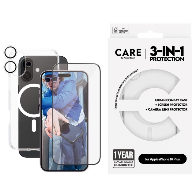 CARE by PanzerGlass - 3-in-1 lippulaivapaketti - iPhone 16 Plus