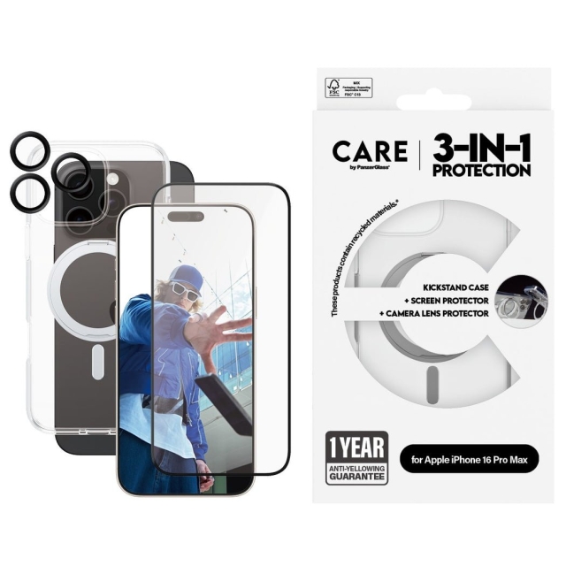 CARE by PanzerGlass - Feature 3-in-1 keraaminen paketti - iPhone 16 Pro Max