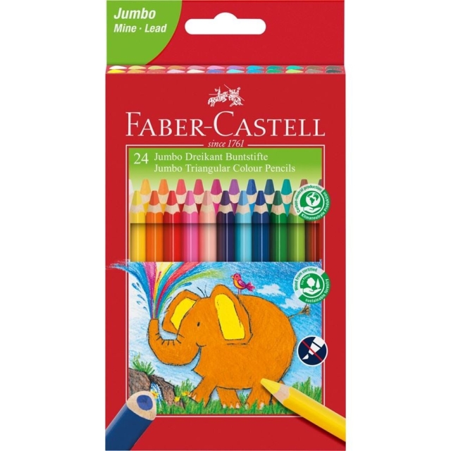 Faber-Castell Jumbo kolmiomaiset värikynät, 24 kpl lompakko (116524)